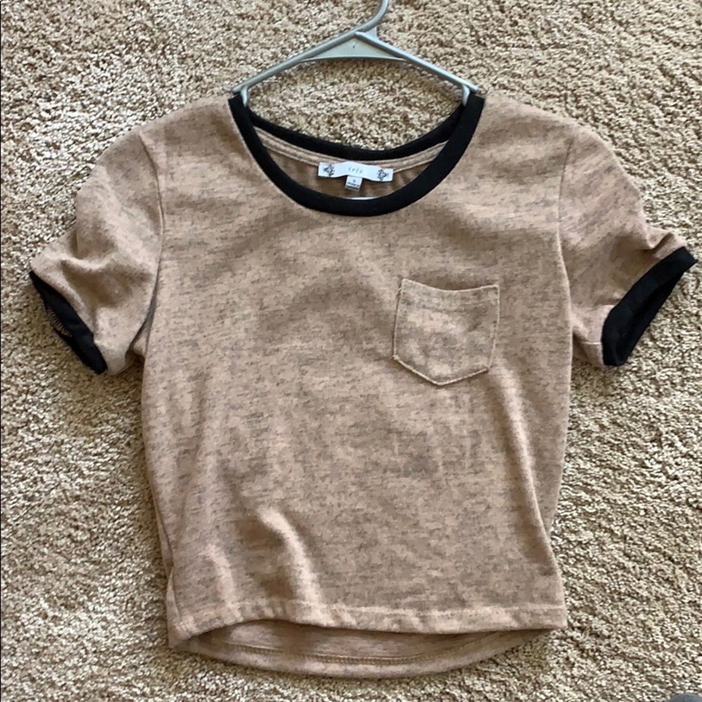Tan crop top “iris” brand